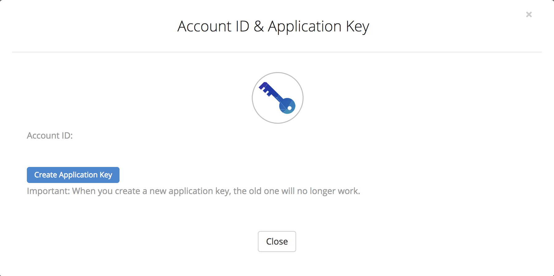 B2 application key