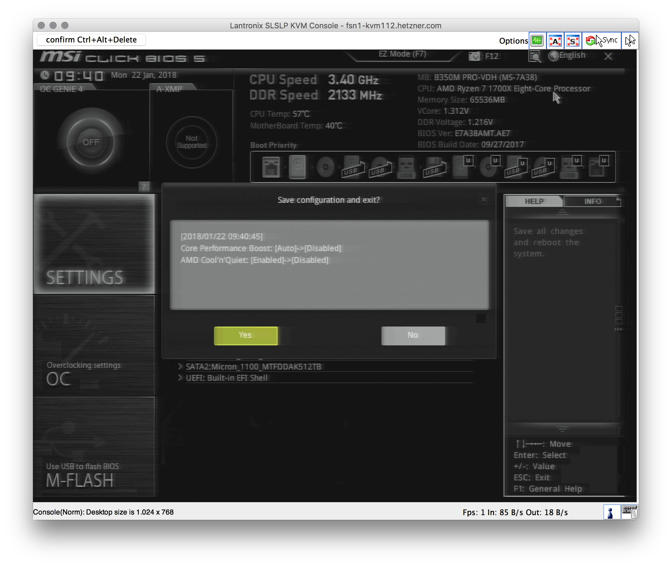 Save BIOS settings